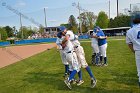 Baseball vs Babson  Wheaton College Baseball players celebrate their victory over Babson to win the NEWMAC Championship for the third year in a row. - (Photo by Keith Nordstrom) : Wheaton, baseball, NEWMAC